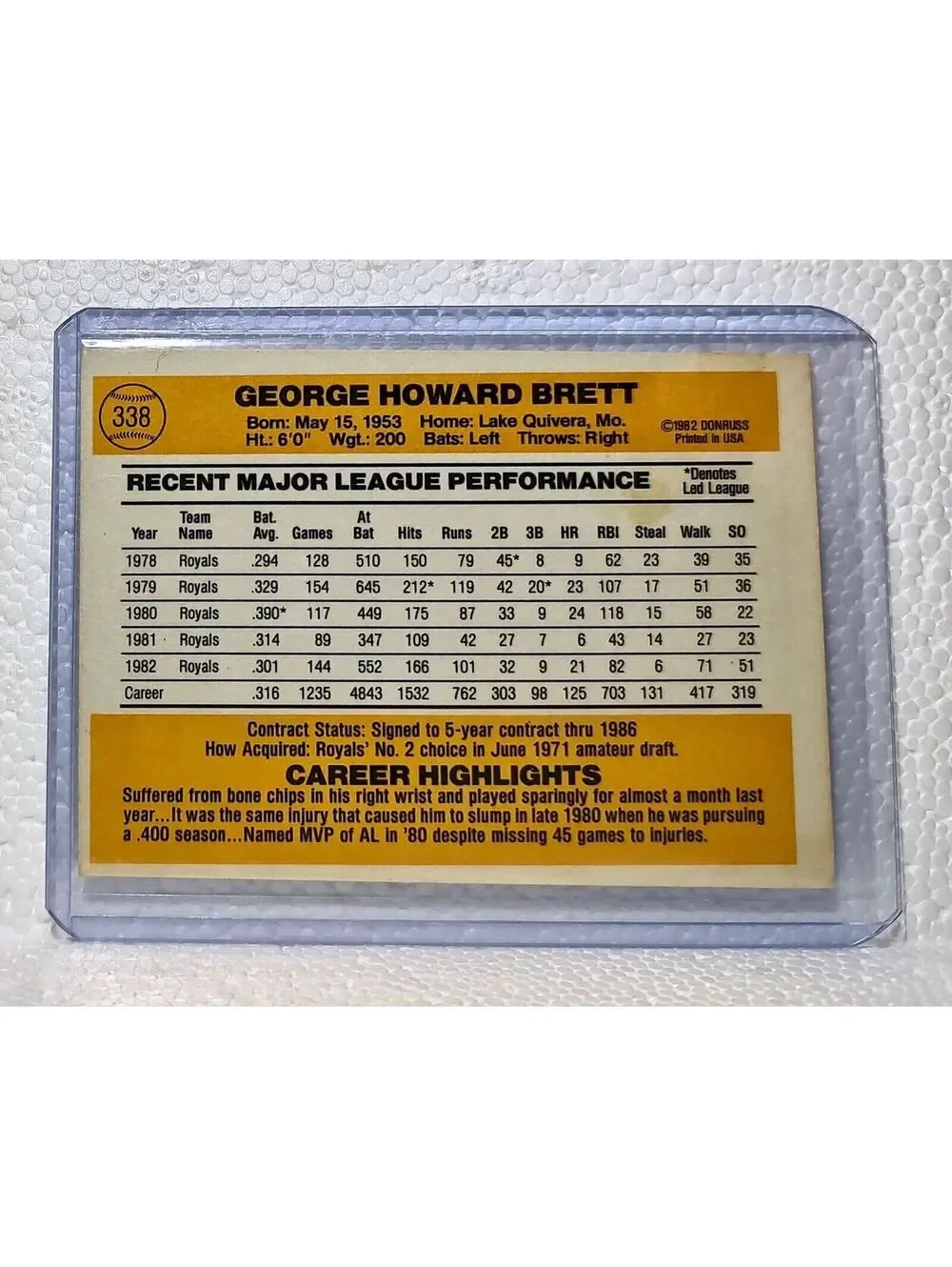 George Brett 1983 Donruss MLB #338 Baseball Card Kansas City Royals